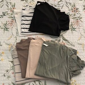 H&M Women's Short Sleeve Tees - Black, White, Beige, Green, Pink and more!